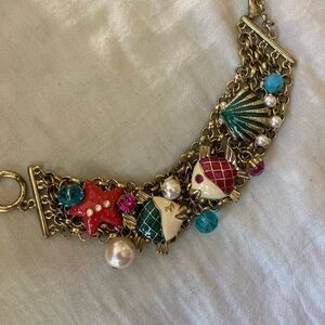 Fish Starfish Shell Mesh Enameled Bracelet Beach‎
